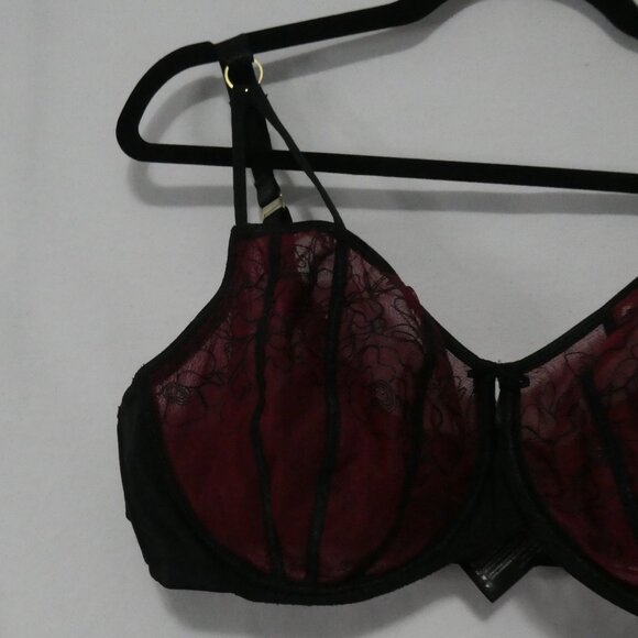 AG - ASHLEY GRAHAM | 40 DDD | Burgundy and Black Lace Accented Bra - Picture 3 of 16